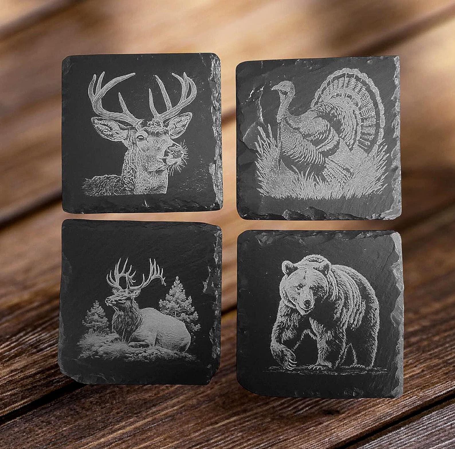 Laser-engraved stone coasters